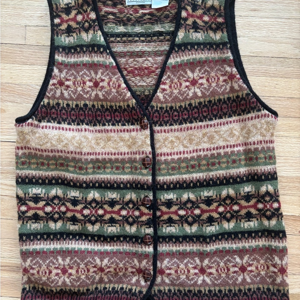 Boho patterned vest 100% Shetland wool